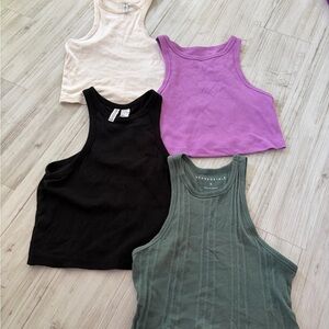 Aeropostale Women's Crop Tops - Black, Purple, Cream, Green